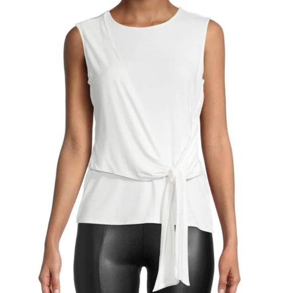 CATHERINE MALANDRINO ​Tie-Front Faux Wrap Top NWT Size Small White - Picture 1 of 3